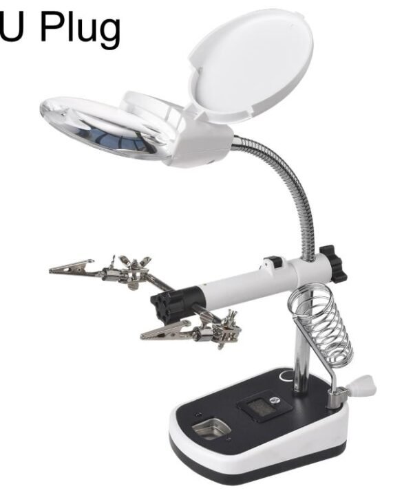 16090C Desktop Multifunctional Electric Iron Soldering Repair Magnifying Glass with LED Light, EU Plug, US Plug
