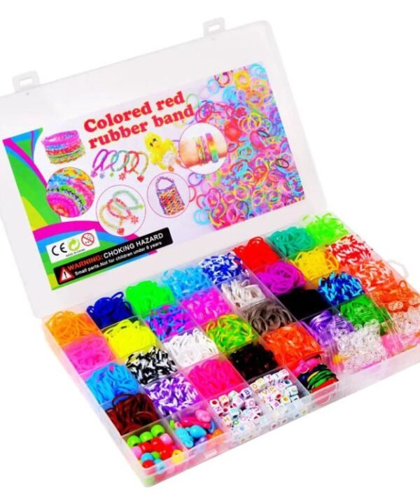 2500 PCS/Box 40-grid Rainbow Rubber Bands DIY Craft Bracelet Making Kit