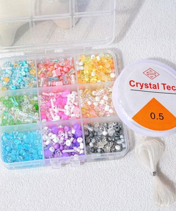 Children DIY Mixed-Color Beaded Bracelet Kit Random Color Delivery, 9-grid, 12-grid, 24-grid