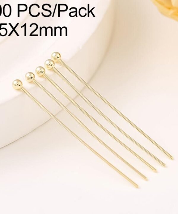 100 PCS/Pack Gold Plated Copper Ball Head Pins for DIY Craft Jewelry Making, 1.8mm Ball Pin 0.5x12mm, 1.8mm Ball Pin 0.5x14mm, 1.8mm Ball Pin 0.5x16mm, 1.8mm Ball Pin 0.5x18mm, 1.8mm Ball Pin 0.5x20mm, 1.8mm Ball Pin 0.5x22mm, 1.8mm Ball Pin 0.5x24mm...