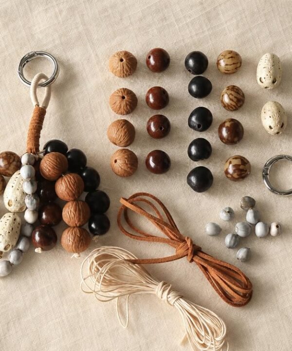Natural 18-Seed Bodhi Loose Beads for DIY Bracelets Accessories, Small Bead Strand Set, Duck Tendon Vine Set, Full Strand Beads Set