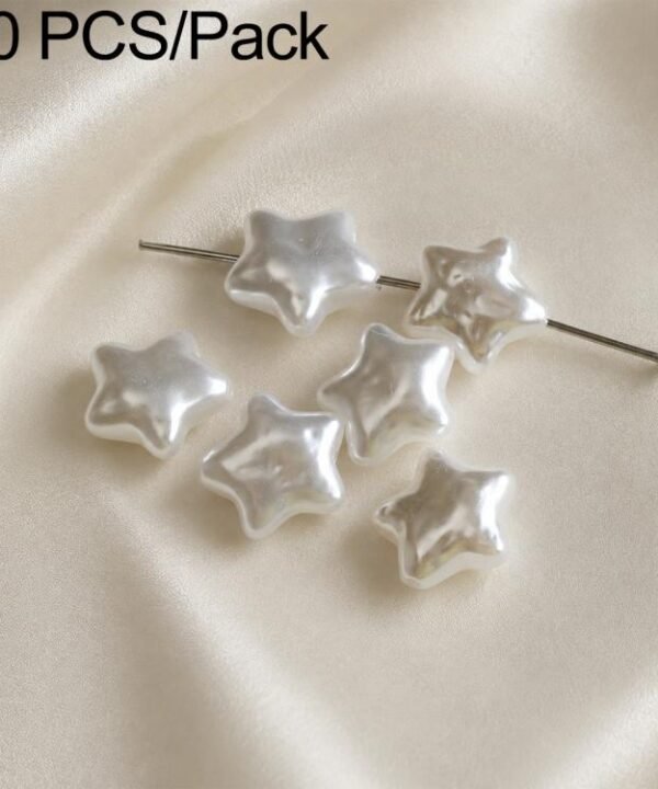 20 PCS/Pack Irregular Faux Pearl Beads DIY Accessories for Phone Straps, Glossy White Star Bead, Large Beige Star Bead, Beige Bead, Beige Wrinkled Teardrop Bead, Irregular White Wrinkled  Bead, Beige Wrinkled Rice Bead, Irregular Beige Round  Bead...