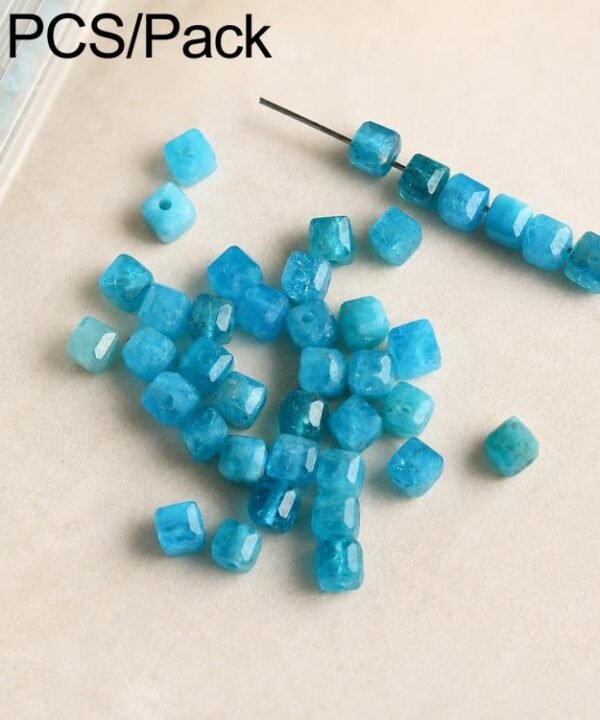 5 PCS/Set Natural Faceted Loose Beads DIY Accessories for Bracelets and Necklaces, Blue Apatite, Pink Opal, Alxa Faceted Round Bead, Grade A Turquoise, Alxa Faceted Cube Bead, Australian Jade, Violet, Blue Apatite Faceted Abacus, Grey Moonstone...