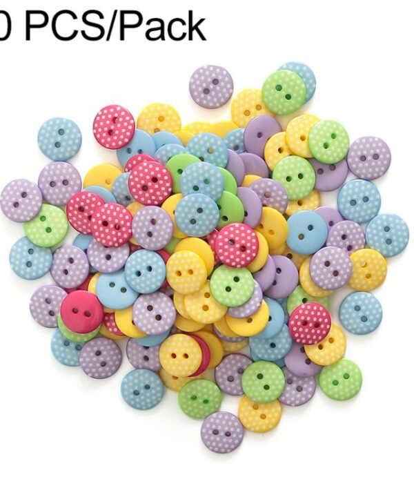 1.5cm Colorful Polka-dot and Striped Patterns Round Resin Buttons, 50 Pieces/Pack, Round