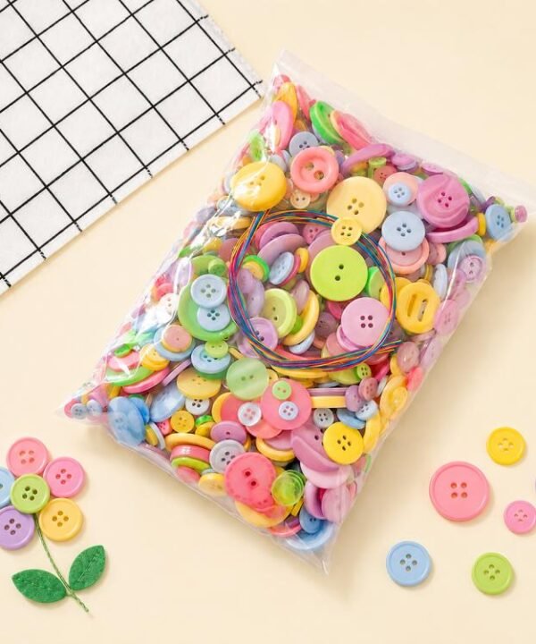500g/Pack Mixed Sizes Colorful Round Resin Christmas Buttons DIY Craft Kit for Children, 800-1000 Pieces/Pack