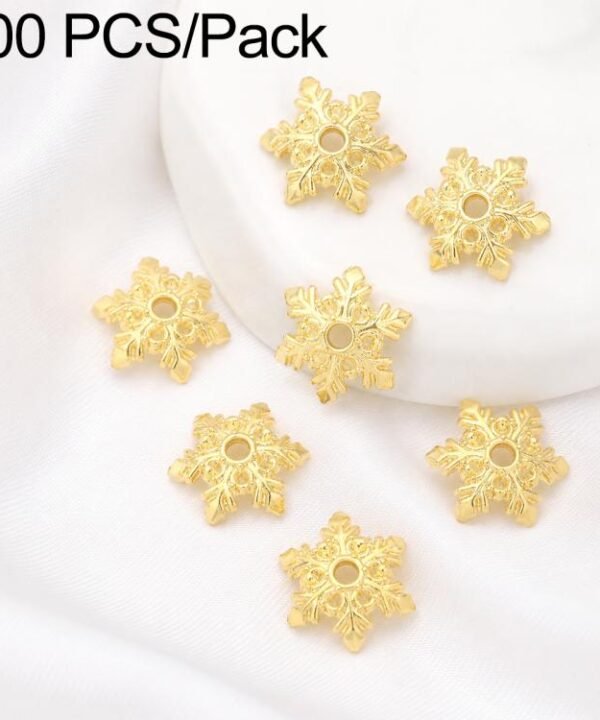 100 PCS/Pack Gold Filled Hollow Flower Bead Caps Spacers for DIY Jewelry Making, 6-Petal Leaf Flower Cap 8mm