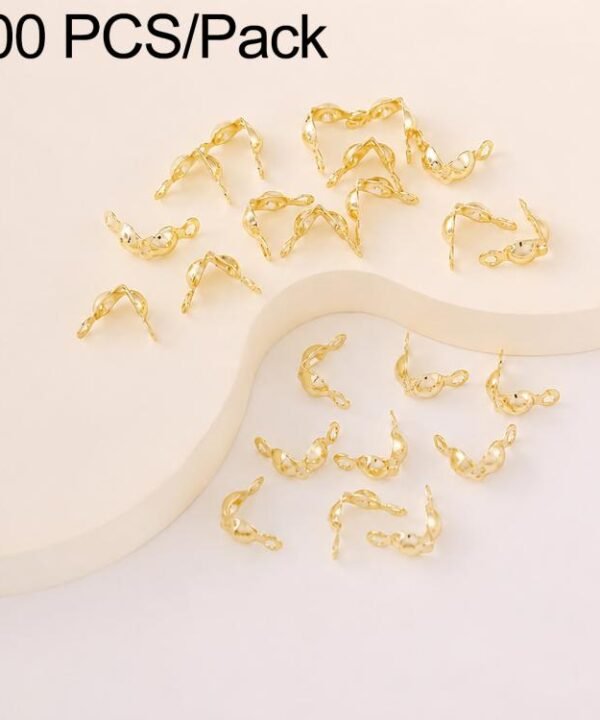 100 PCS/Pack Copper Dual-Loop Crimp Cover Knots Beads Caps Tassel Closure for DIY Jewelry Making, Dual-Loop Buckle 3.2mm, Dual-Loop Buckle 3.6mm, Dual-Loop Buckle 4mm