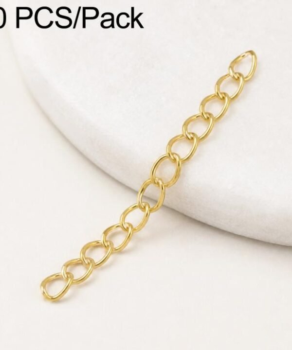10 PCS/Pack Gold Plated Colorfast Extender Tail Chain for DIY Necklace & Bracelet Jewelry Making, 150 Chain 3mm Width 5cm Length, Heart 925 Silver, Rippled Heart, Rippled Plum Blossom, Rippled Leaf, 3D Water Drop, 3D Cutout Heart, 3D Five-Pointed Star...