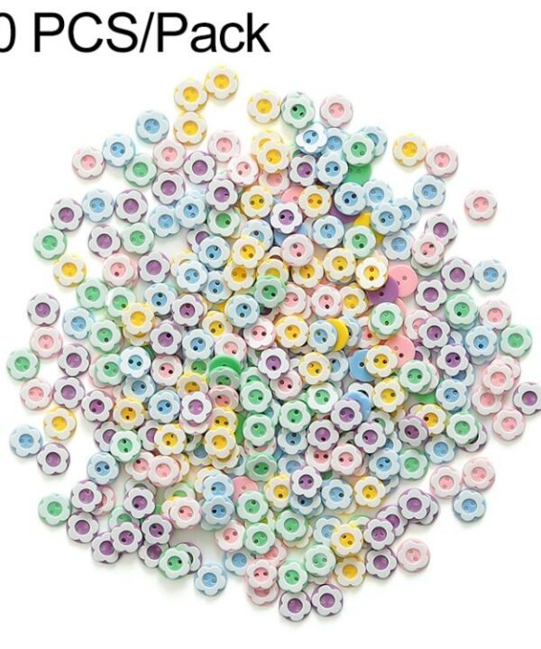 60 PCS/Pack 12mm Colorful Double-layered Plum Blossom Patterns Resin Buttons DIY Craft Kit for Children