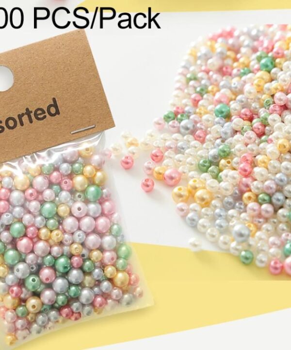 100 PCS/Pack Colored ABS Plastic Beads DIY Bracelets Accessories, 6mm + 8mm Colorful, 6mm White, 6mm Colorful, 8mm Colorful
