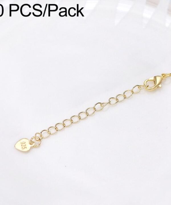 10 PCS/Pack Gold Plated Copper Lobster Clasp Extender Chain for DIY Necklace & Bracelet Jewelry Making, Heart Charm Stamped 925