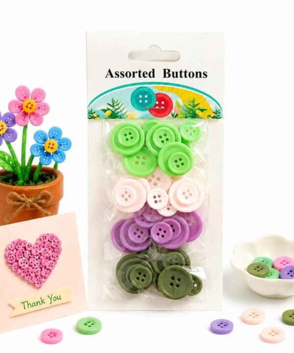 40 PCS/Pack Colorful Narrow Rim and Wide Rim Resin Four-Hole Buttons for DIY Clothing Sewing
