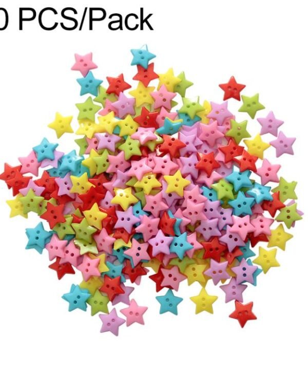50 PCS/Pack 1.5cm Mixed Color Star Resin Buttons DIY Craft Kit for Children,