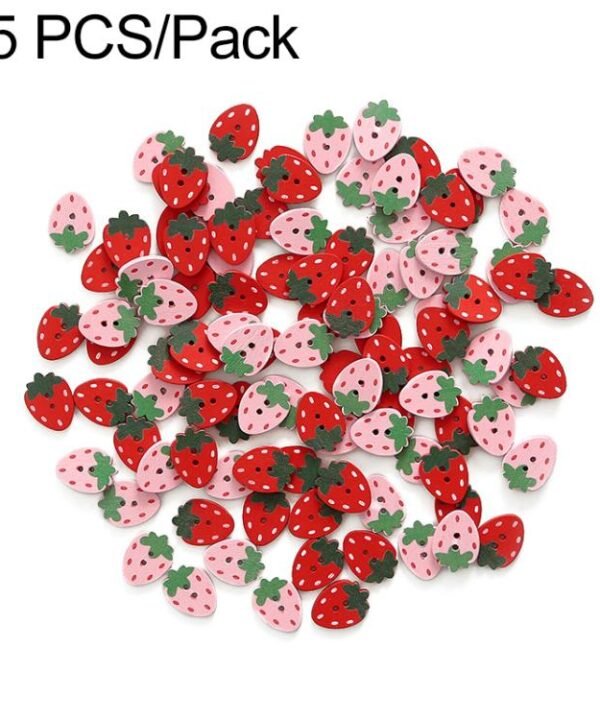 25 PCS/Pack Strawberry-shaped Wooden Buttons DIY Craft Kit