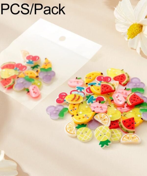 8 PCS/Pack Colorful Fruit Patterns Round Resin Buttons for DIY Sewing Accessories