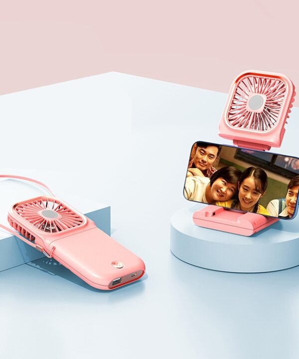 F30 Electroplating Handheld Fan Portable Desktop Folding Mute USB Hanging Neck Fan, Upgraded Version, F30 (Pink), F30 (Green), F30 (Blue), F30 (White)