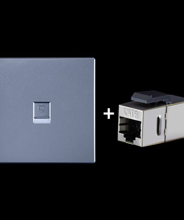 CAT.6 Shielded Pass-through Network Module, Single Port Panel + Shielded Pass-through, Single Port Panel+Shielded Pass-through