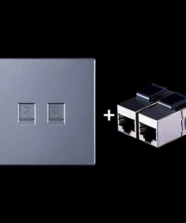CAT.6 Shielded Pass-through Network Module, Dual Ports Panel + Shielded Pass-through, Dual Ports Panel+Shielded Pass-through