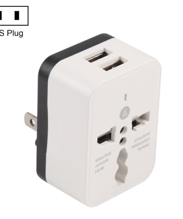 WN-2018 Dual USB Travel Charger Power Adapter Socket, US Plug