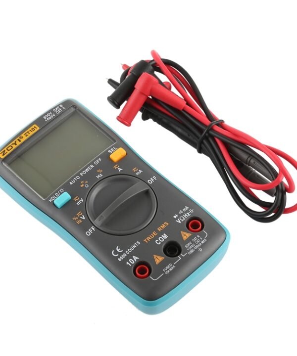 ZOYI ZT101 600V CAT III / 1000V CAT II 6000 Counts Portable Digital Multimeter AC / DC Current Voltage Tester Meter with Back-light LCD Screen & Holder