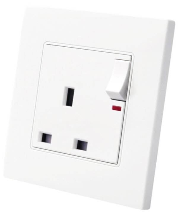86 Type PC 13A Three Hole Power Socket with Light Switch, UK Plug