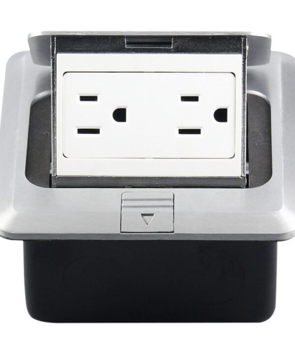 Hidden Pop-up Aluminum Alloy Computer Floor Socket with Cover Bottom Box, US Plug