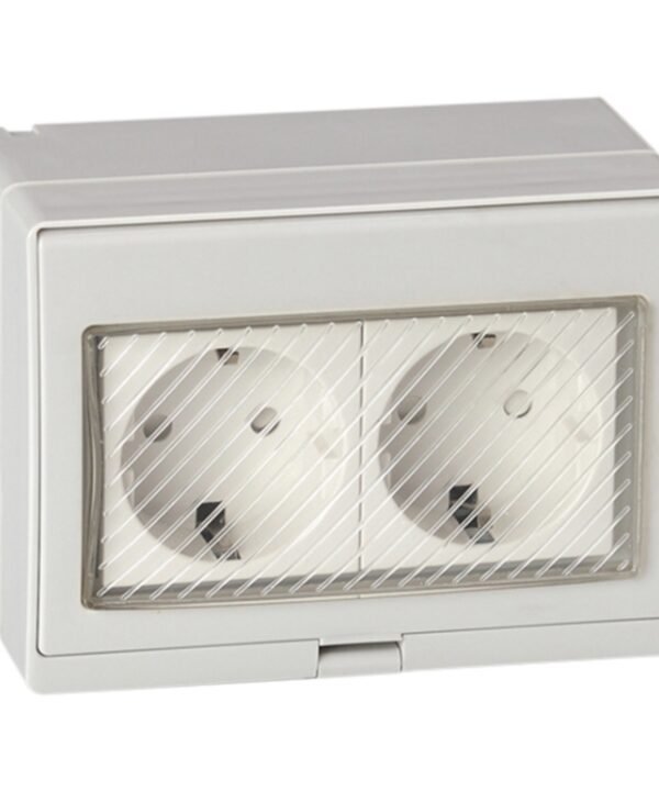 Outdoor IP55 Waterproof Double-connection Socket, EU Plug
