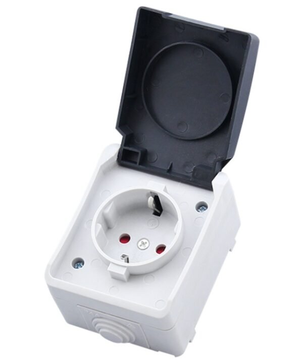 Outdoor IP44 Waterproof Power Socket with Cover, EU Plug