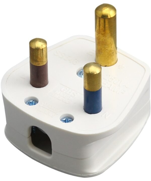 Three Pin Cylinder 15A Power Plug, UK Plug