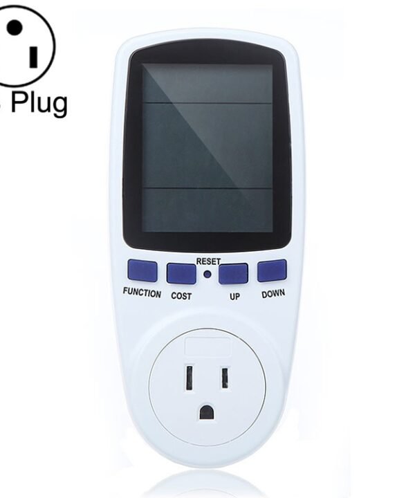 AC 120V 60Hz Max 15A LCD Display Power Meter Energy Watt Amps Volt Electricity Usage Monitor Analyzer, US Plug, AC 120V US Plug