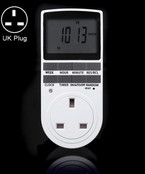 AC 230V Smart Home Plug-in LCD Display Clock Summer Time Function 12/24 Hours Changeable Timer Switch Socket, UK Plug, AC 230V UK Plug