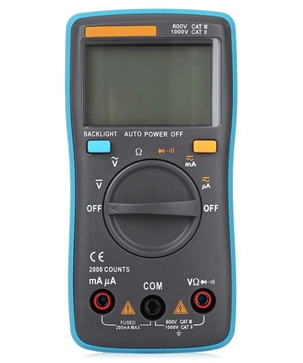 ZT98 CAT III  600V Portable Digital Multimeter 2000 Counts Back-light AC / DC Current Voltage Tester Meter with LCD Screen & Holder