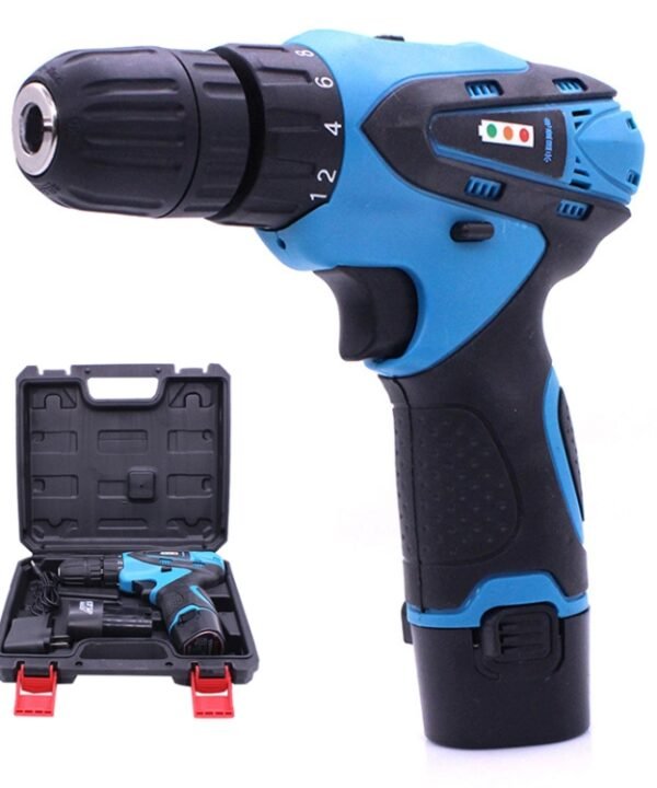 VOTO 12V Stepless Speed Regulation Rechargeable Hand Drill Set Electric Drill Power Tools with LED Light, AC 220V, US Plug, Random Color Delivery