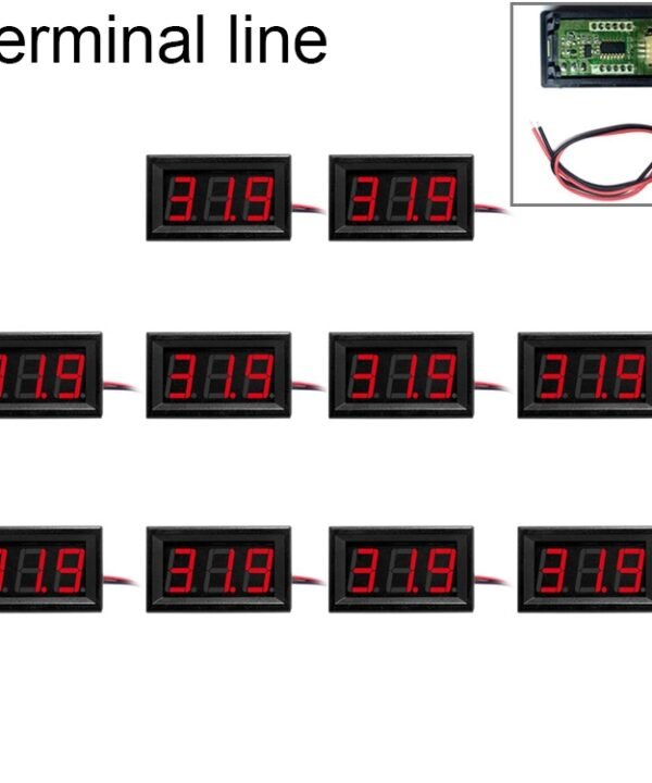 10 PCS 0.56 inch 2 Terminal Wires Digital Voltage Meter with Shell, Color Light Display, Measure Voltage: DC 4.5-30V