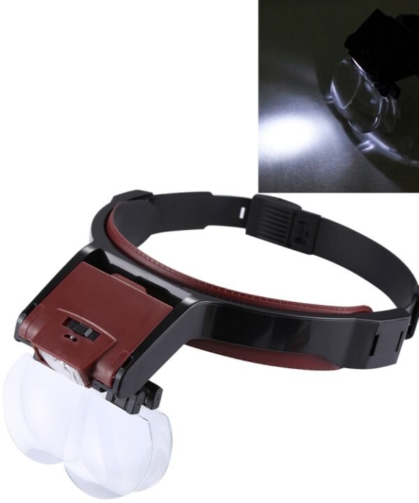 Multi-function Adjustable Maintenance Dentistry Reading Head Magnifier with 2 LED Light & 4 Lenses (1.7X, 2X, 2.5X, 4X)