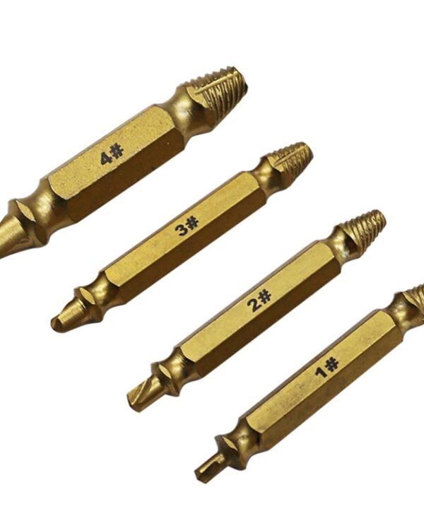 4 in 1 Screw Extractor Drill Bits Tool Broken Bolt Remover(1#, 2#, 3#, 4#), with Plastic Case, Gold s2, Gold 4341, 4341, s2
