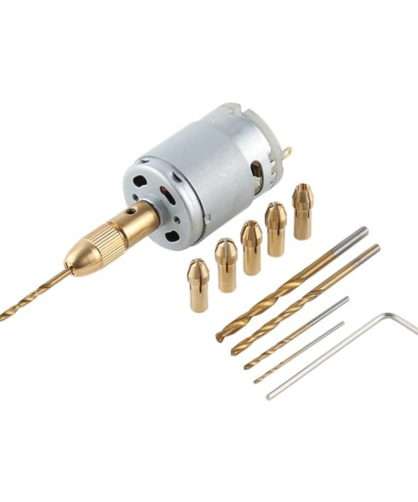WLXY WL-DIY001 Mini DIY Brass Electric Drill Chucks Drill Bits Set DC-12V Motor