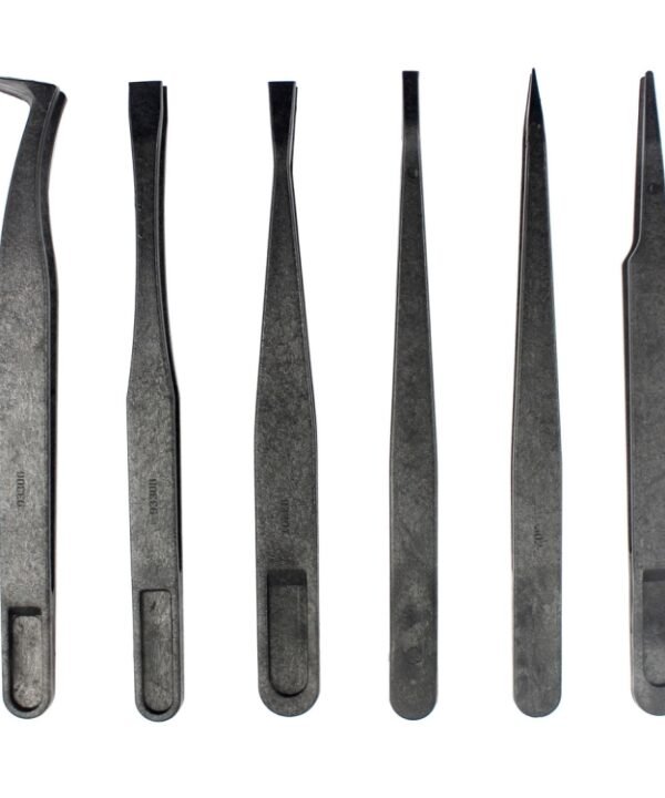 JF-S6in1 6 in 1 Anti-static Carbon Fiber Straight and Curved Tip Tweezers, JF-S 6 in 1