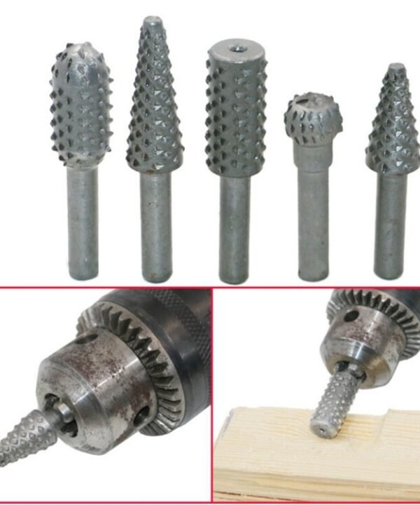 5 PCS/Set Woodworking Wood Carving 6mm Shank Rotating Embossed Grinding Head File Rasp Drill Bits