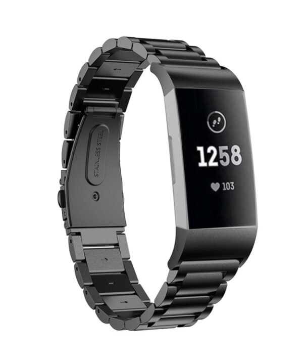 Three Beads Slingshot Buckle Solid Stainless Steel Watch Band for Fitbit Charge 4, Three Beads for Fitbit Charge 4