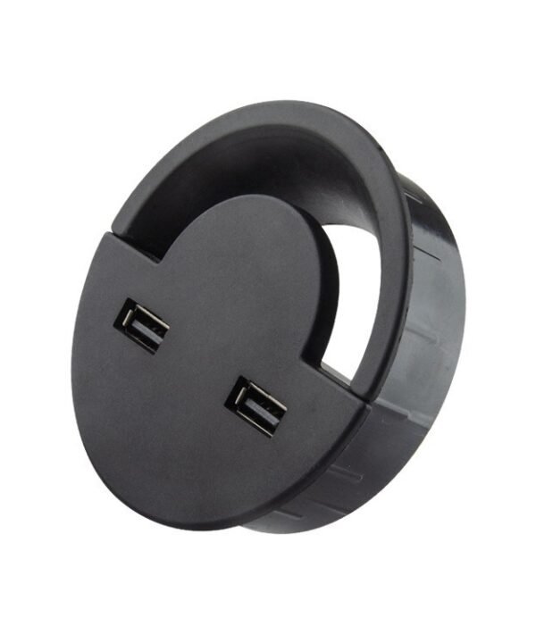 60mm Desktop Outlet USB Cable Wire Hole Cover Round Winder Holder