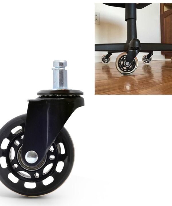 2.5 inch PU Black Transparent Wheel Suitable for Office Chair 11x22mm Mute Screw Universal Wheel
