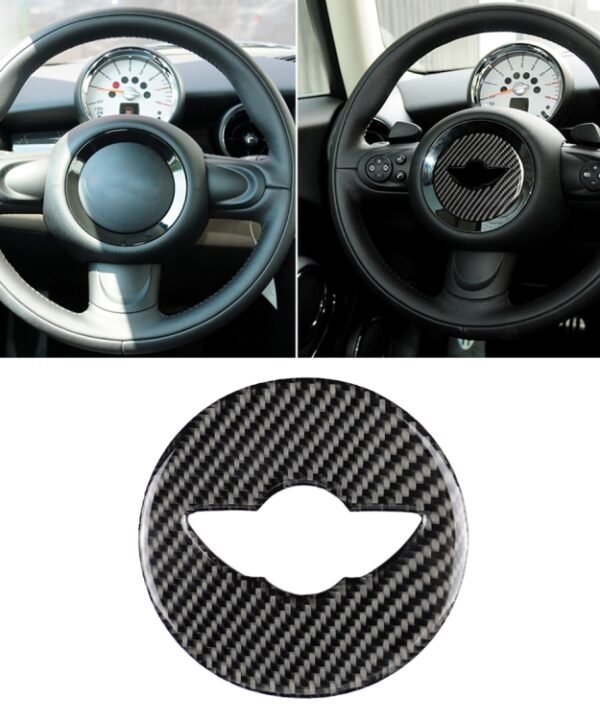 Car Steering Wheel F Chassis Logo Carbon Fiber Decorative Sticker for BMW Mini Cooper F55 / F56 / F60 / Countryman F60