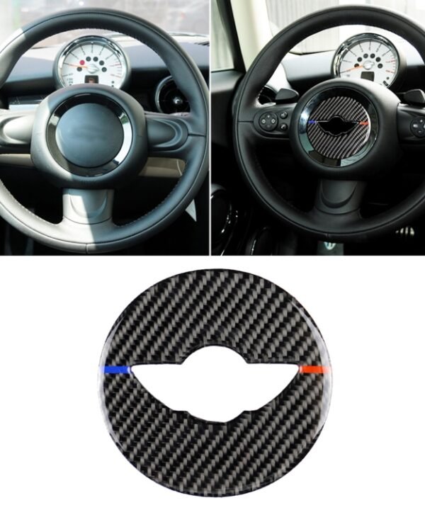 Red Blue Color Car Steering Wheel F Chassis Logo Carbon Fiber Decorative Sticker for BMW Mini Cooper F55 / F56 / F60 / Countryman F60
