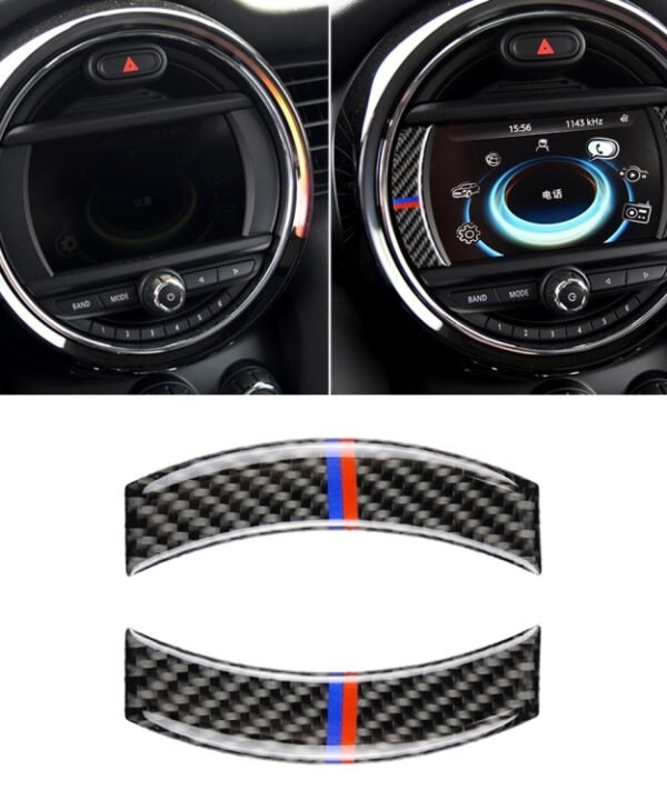 2 PCS Red Blue Color Car F Chassis Navigation Panel Carbon Fiber Decorative Sticker for BMW Mini Cooper Countryman Clubman F54 / F55 / F56 / F60