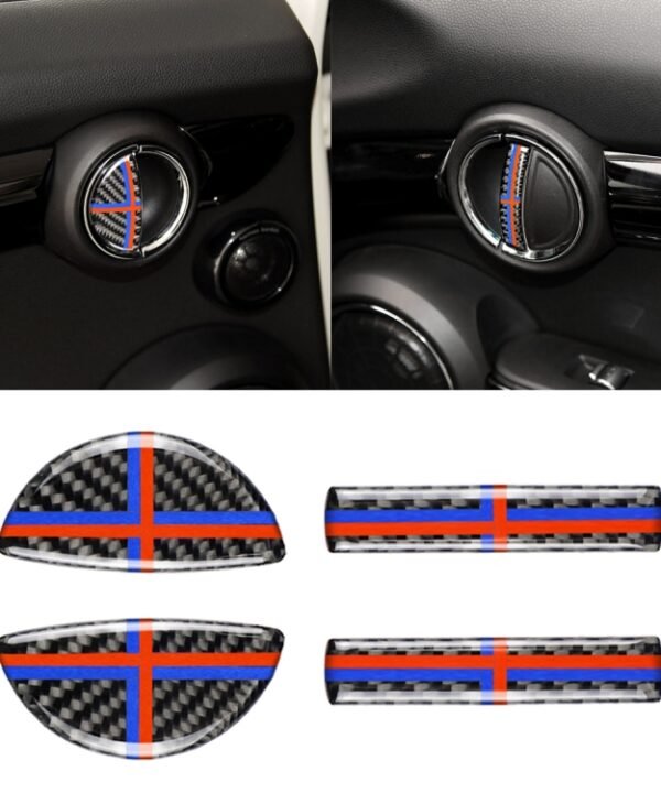 4 PCS Red Blue Color Car F Chassis Door Handle Carbon Fiber Decorative Sticker for BMW Mini Cooper Clubman Countryman F55 / F54 / F60