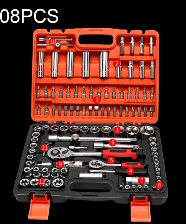 108 In 1 Multi-function Car Repair Combination Toolbox Ratchet Wrench Set