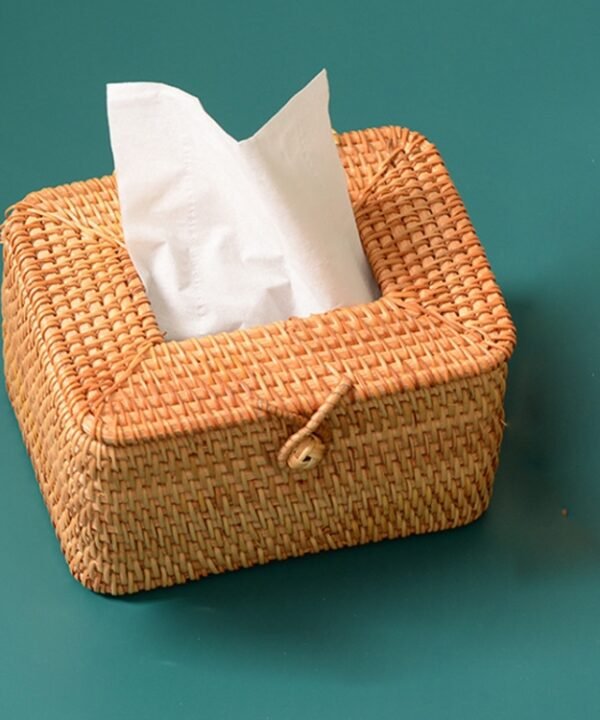 ZJH01 Mini Restaurant Desktop Rattan Braided Tissue Storage Box Case