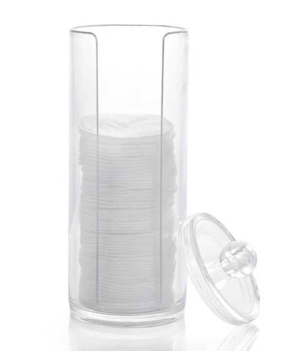 Transparent Heightened Round Plastic Cosmetic Box Cotton Pads Storage Box