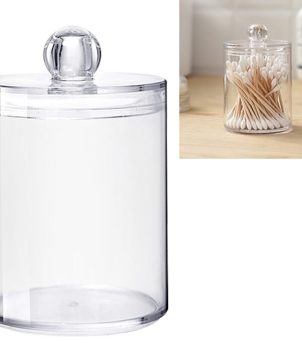 Transparent Round Plastic Cosmetic Box Cotton Swab Storage Box